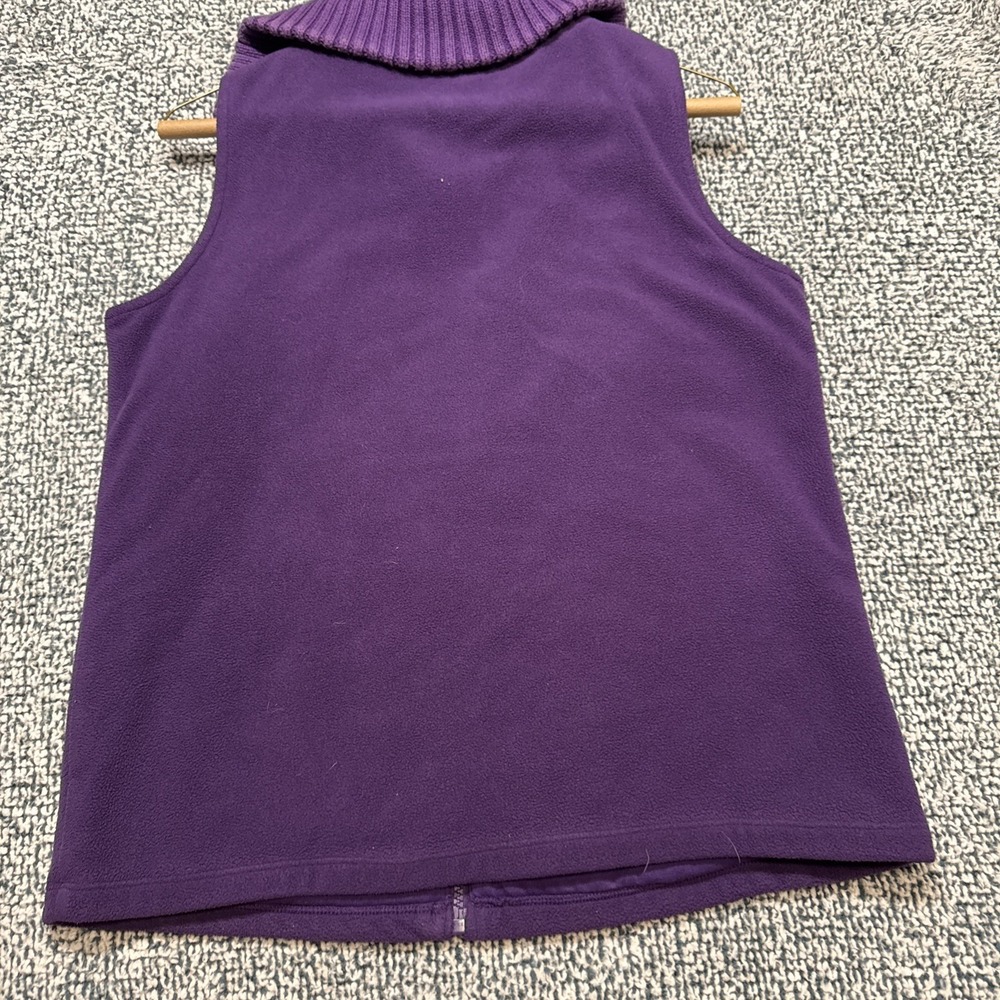 Lands End Women Small 6-8 Purple Fleece Vest Sweater Knit Collar Full Zip Layer - Picture 5 of 9